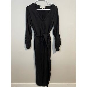Cloth & Stone Black Chambray V-Neck Long Sleeve Jumpsuit Size Medium  Effotless